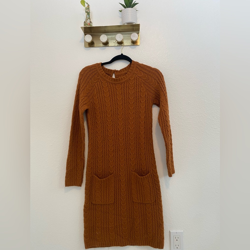 Burnt Orange Sweater Dress- Fits like Medium